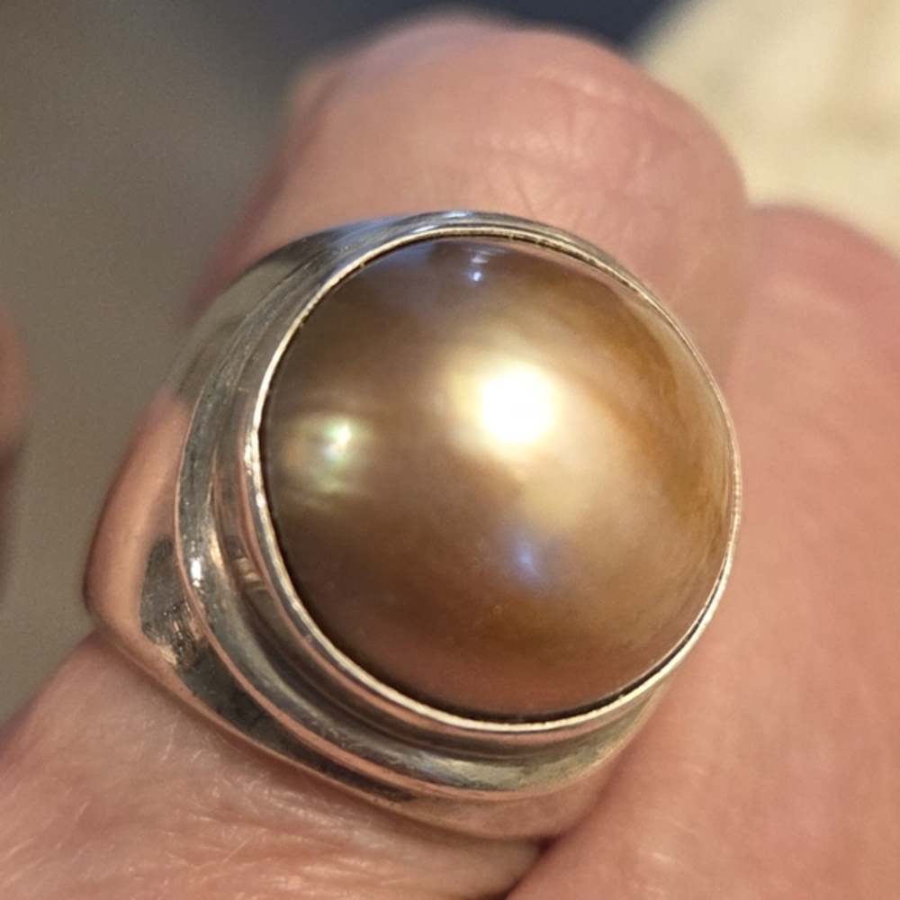 Handmade Silver 925 Ring with Brown Pearl